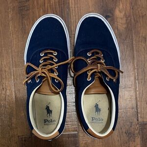 Polo by Ralph Lauren Men's Dark Blue and Tan Sneakers